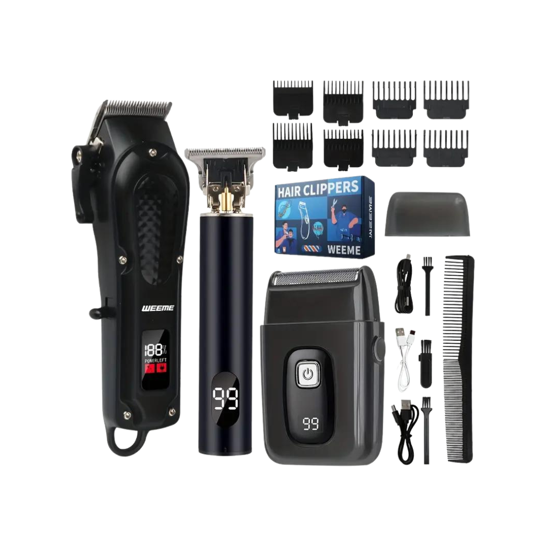 3pcs/Set Electric Shaver Set, USB Rechargeable, LCD Display, Hair Cutting Machine