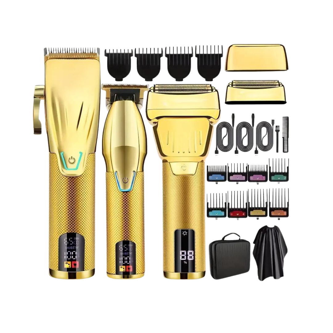 Professional Cordless Hair Clippers and Trimmers Set with Storage Bag